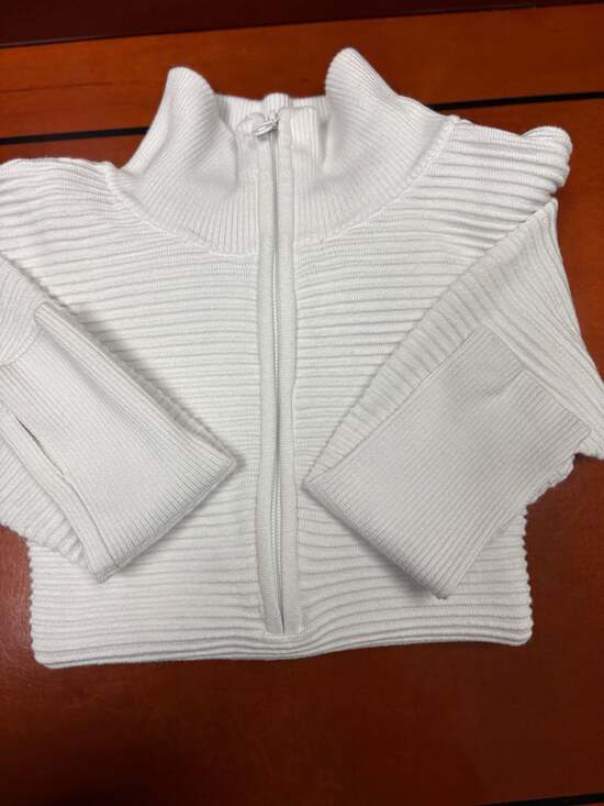 Offline by Aerie Sweaters - Offline by Aerie Ribbed Zip Sweater Size S White Thumbholes